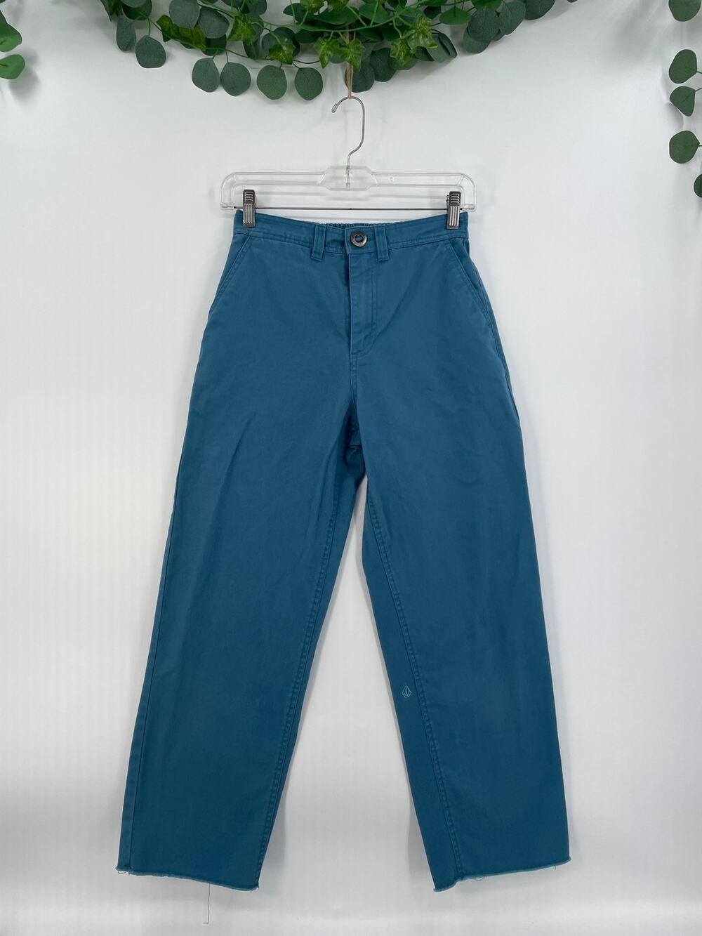 Volcom Womans This That Them Skate Chino Teal Pants Size 24 XL